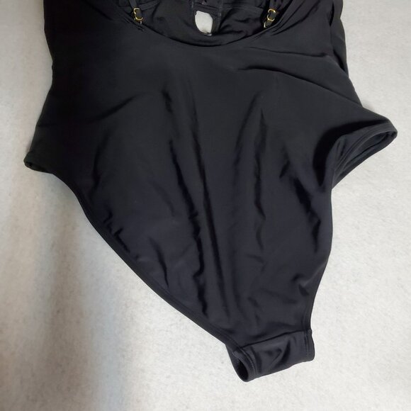 Shade & Shore Women's One Piece Swimsuit XL Black Ruffle Plunge NWT Medium Seat - Picture 8 of 16